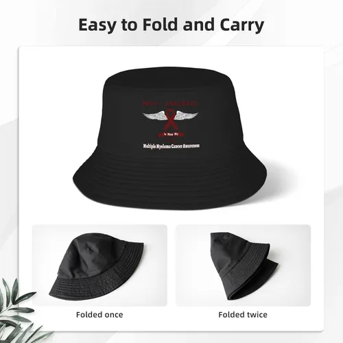 Vista 4 de My Hero is Now My Angel - Sombrero de pescador de doble tejido para mujeres y hombres, sombrero de pescador para adultos, sombrero de pescador