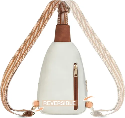 Vista 18 de Telena Riñonera pequeña para mujer, de cuero, cangureras, bolsa de pecho para mujer