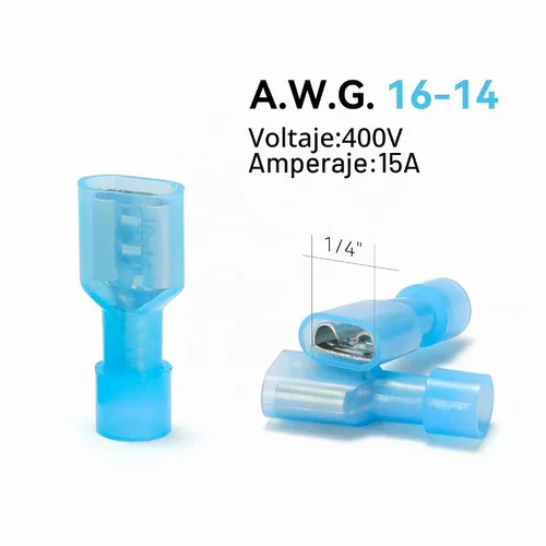 Vista 6 de HKS 150 Piezas Conectores de Desconexión Rápida de Espada Hembra de Nylon - Azul 16-14 AWG Kit de Conectores de Cable Eléctrico - Cobre Estañado