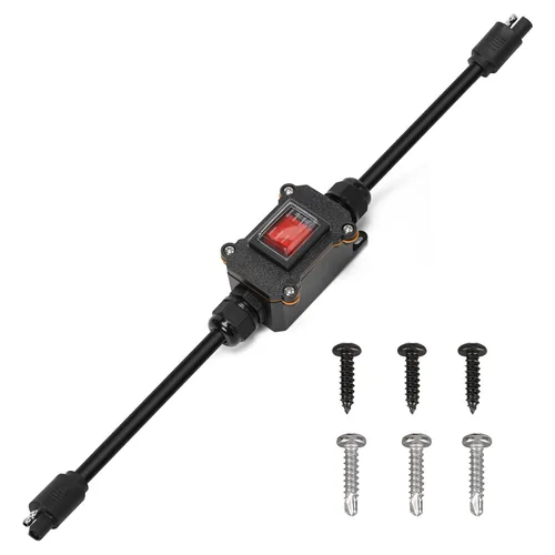 Vista 8 de Interruptor de alimentación en línea de 12 V, conector SAE impermeable briidea IP65 con indicador LED retroiluminado, cable de 14 AWG, ideal