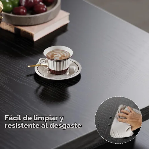 Vista 7 de Mesa de café IRONCK con luz LED y estación de carga, 4 cajones de almacenamiento con diseño de rejilla, mesa de café cuadrada para sala de estar