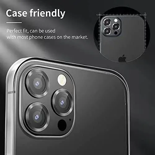 Vista 8 de Ferilinso Paquete de 3+3 para iPhone 14 Pro y iPhone 14 Pro Max, protector de lente de cámara, accesorios para cámara, aleación de titanio