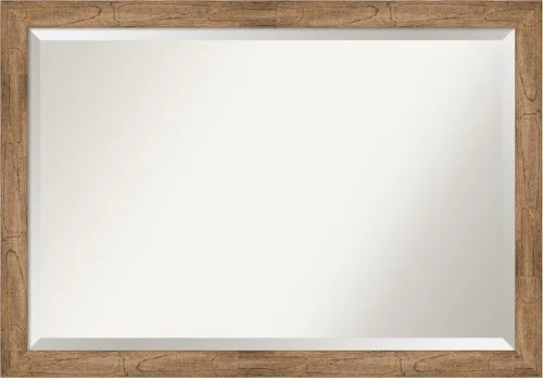 Vista 72 de Amanti Art Espejo de pared marrón de 26 x 22 pulgadas, espejo rectangular de baño de Alejandría marrón rústico para decoración de pared, sala