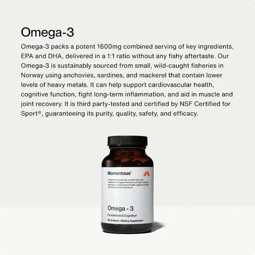 Vista 2 de Momentous Aceite de pescado Omega-3 1,600 mg y Magteína Magnesio L-treonato 145 mg - Suplemento diario de omega-3 para EPA, DHA y treonato