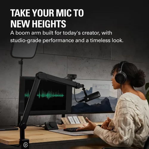 Vista 2 de Brazo Micrófono Elgato Wave – Brazo de Pluma de Estudio para Transmisión y Podcasting, con Canales para Cables, Abrazadera de Escritorio, Extensión