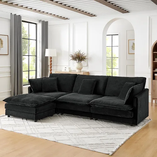 Vista 6 de Sofá modular combinado de bricolaje, juego de sofá en forma de L de 110.2 pulgadas para muebles de sala de estar, juego de muebles para la sala de 3