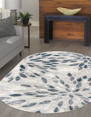 Vista 32 de Unique Loom Sumter Collection - Alfombra Rhett (2 pies x 6 pies, gris/azul marino)