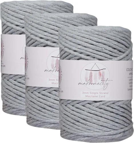 Vista 84 de Makromecity, Cordón de macramé de un solo hilo de 3 mm x 100 yardas (300 pies) de 3 mm de cordón de algodón azul bebé para arte y manualidades