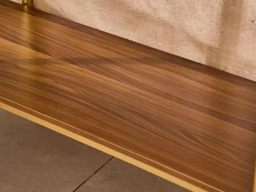 Vista 8 de Mesa consola de vidrio para sala de estar, vestíbulo y entrada, mesa de sofá moderna de mediados de siglo de 2 niveles con parte superior de vidrio