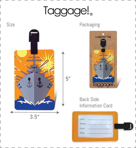 Vista 2 de Etiqueta de equipaje con diseño de crucero de guerra, novedosas etiquetas de viaje para equipaje, linda etiqueta de identificación de viaje