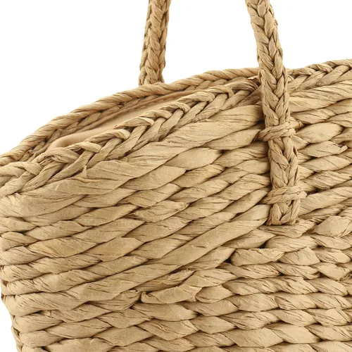 Vista 8 de Bolso de playa con borlas y paja, tejido para el hombro, para el verano, bolso de mano tejido con asa superior para mujeres y niñas, viajes