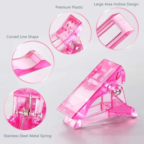 Vista 4 de 6 piezas de polygel de construcción rápida puntas de uñas clip rosa transparente extensión de dedo UV LED constructor puntas de uñas clips con 1