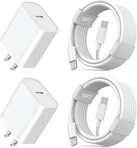 Vista 13 de Cargador rápido para iPhone 11 12 13 14, paquete de 2, cargador de iPhone de 20W, adaptador de bloque de carga rápida con cable de sincronización