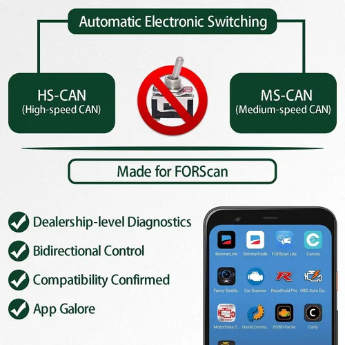 Vista 6 de Vgate vLinker FD Plus OBD2 Adaptador Bluetooth BLE Escáner para FORScan, Funciona con iPhone, Android y Windows
