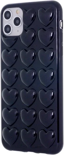 Vista 3 de Funda para iPhone 11 para mujer, funda de gel Kawaii 3D Pop Bubble Heart Kawaii, linda funda para iPhone 11 de 6.1 pulgadas, color negro