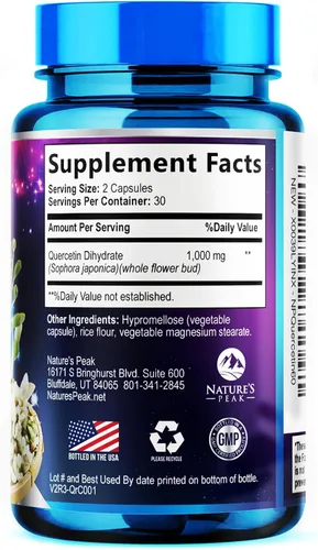 Vista 9 de Suplemento de quercetina – Antioxidante extra fuerte para apoyo inmunológico y salud respiratoria – Alta absorción – Quercetina dihidrato 1000 mg