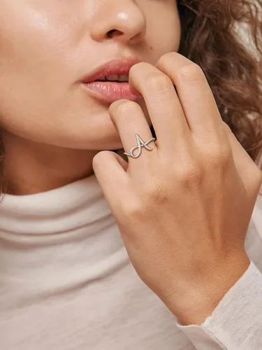 Vista 3 de SILVERCUTE Anillos con iniciales S925, tamaño ajustable 6-12, letra del alfabeto A-Z, joyería personalizada con iniciales trenzadas, anillos