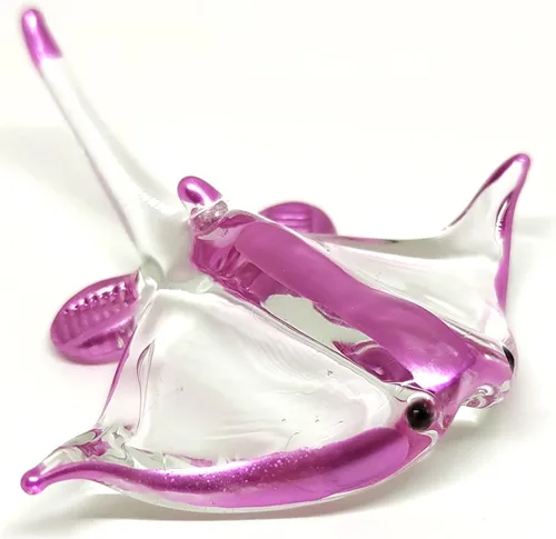 Vista 12 de Manta Ray - Figura de cristal hecha a mano – Pequeño animal de vidrio soplado – Escultura coleccionable en miniatura – Regalo único de decoración