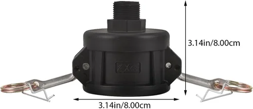 Vista 2 de Ibc Tote Adapter 2 Inch to 3/4 Inch Hose Drain Connector Black