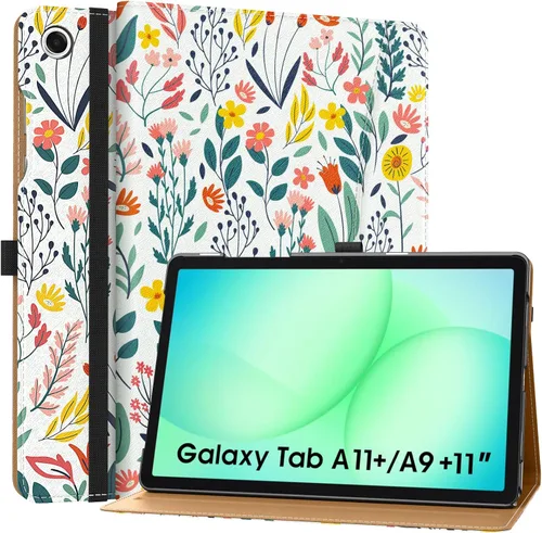 Vista 11 de MoKo Funda para Samsung Galaxy Tab A11+/ A11 Plus/ A9+/ A9 Plus de 11 pulgadas 2026/2024, piel sintética multiángulo con correa de mano, bolsillo
