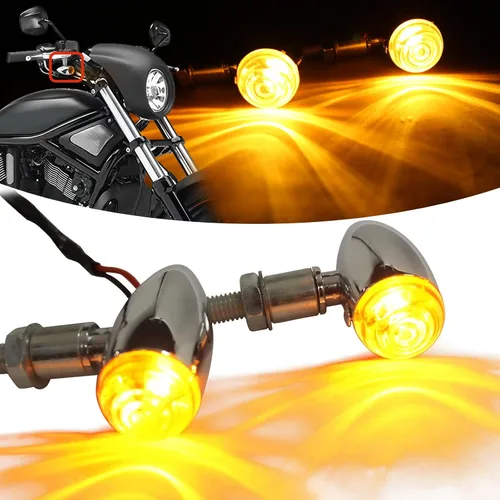 Vista 7 de Luces intermitentes para motocicleta compatibles con Sportster 883 Street Bike Dirt Bike Cruiser y chopper Negro-negro