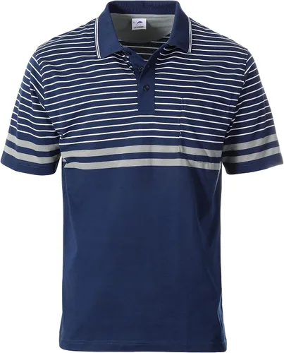 Vista 27 de Gioberti Polo de contraste de rayas dobles para hombre con bolsillo - tinte de hilo 9328b - Gris Con Logo Delfín