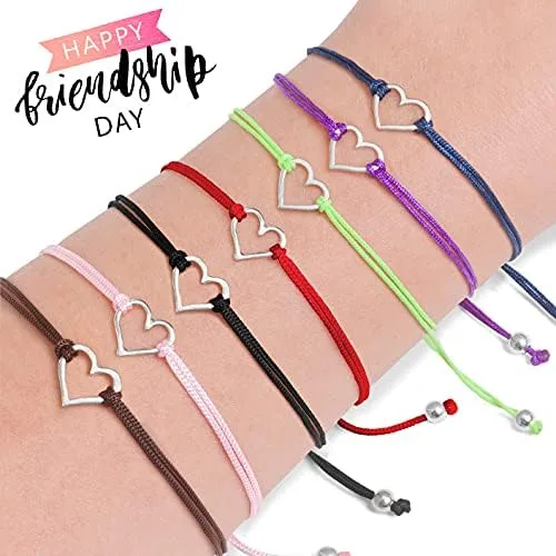 Vista 7 de Claudia Lira Joyas clásico azul para mujer pulsera de amistad pequeña hecha a mano de plata de ley abierta en forma de corazón cordón ajustable