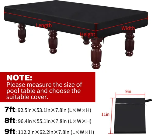Vista 2 de Cubierta de Mesa de Billar de 7 Pies, Cubierta Impermeable y Resistente a Desgarros para Mesa de Billar con Bolsa de Almacenamiento, Protección