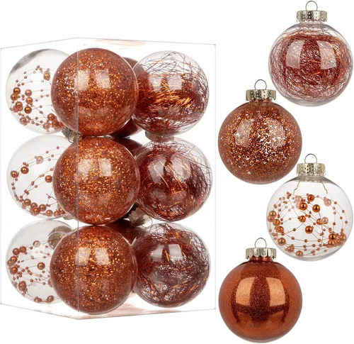 Vista 9 de Briful Bolas de Navidad de plástico transparente inastillables de 3.150 in/3.15 pulgadas, juego de bolas de Navidad decorativas transparentes