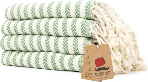 Vista 23 de Bazaar Anatolia Toallas de mano – Juego de 4 39 x 19 pulgadas – Toalla de mano turca a rayas para baño, 100% algodón, cocina, cara, cabello, té