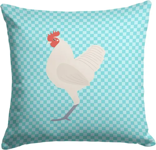 Vista 66 de Caroline's Treasures BB8163PW1414 Beltsville - Almohada decorativa de tela a cuadros pequeños, color blanco, pavo y gallina azul, lavable a máquina