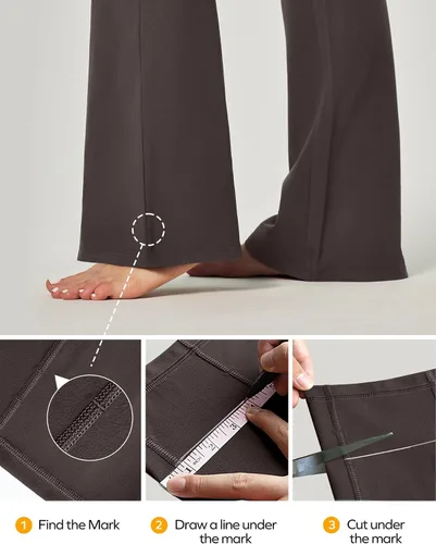 Vista 3 de Ewedoos Pantalones de yoga para mujer, de cintura alta, con 3 bolsillos, corte de bota, pantalones de yoga, pantalones de yoga elásticos