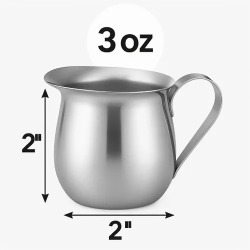 Vista 2 de Crema de campana de acero inoxidable para jarra de espuma de café expreso (2, 3 onzas)