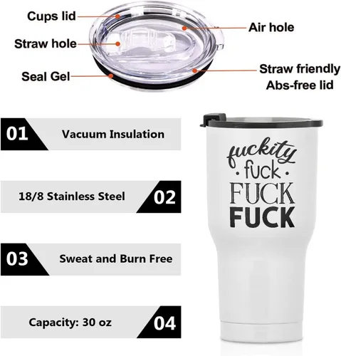 Vista 7 de Fuckity Fuck - Vaso de viaje de acero inoxidable de 30 onzas, vaso de café aislado