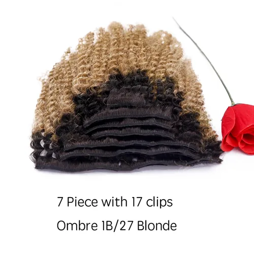 Vista 7 de Anrosa Extensiones de cabello rizado con clip, cabello humano 3C 4A afro rizado con clip, cabello natural, remy real, extensiones de cabello humano