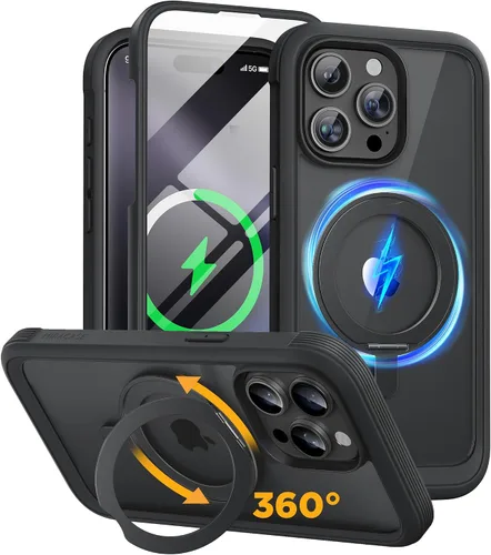Vista 265 de Miracase - Funda magnética para iPhone 13 Pro Max de 6.7 pulgadas (compatible con MagSafe), transparente, completo, protector de pantalla de vidrio
