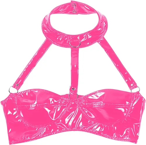 Vista 2 de FEOYA Camiseta sin mangas de cuero para mujer, corsé, fiesta, club, rave