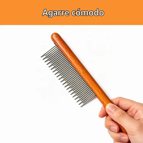 Vista 3 de Peine para gatos, peine de perro, herramienta de aseo de peine de madera maciza para gatos, perros y conejos..