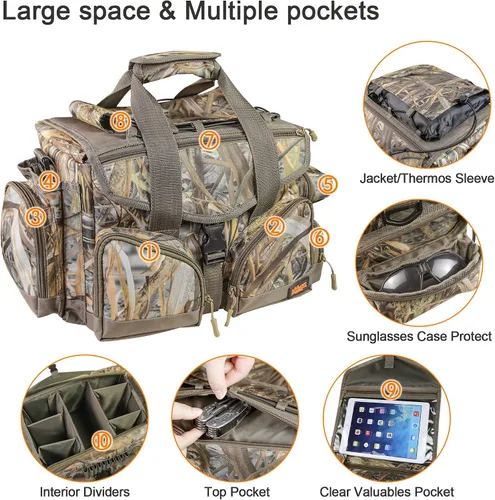 Vista 3 de MYDAYS Bolsa ciega de caza, bolsa de lona flotante para caza de patos, aves acuáticas, paloma, Camo, Táctica