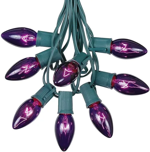 Vista 10 de Juego de luces de Navidad transparentes C9, cadena de luz para interior o exterior, para árbol de Navidad, luces colgantes para la línea de techo