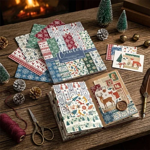 Vista 5 de 24 hojas de papel para álbumes de recortes de Navidad, patrones de 6 pulgadas, suministros diseñados para San Valentín, Navidad, manualidades