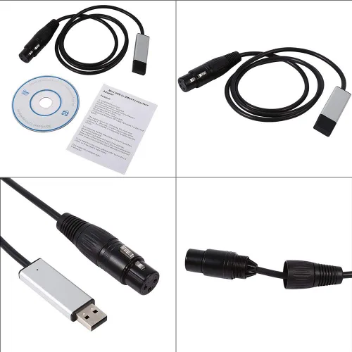 Vista 5 de Mini USB a DMX Interfaz Adaptador Controlador DMX512 Ordenador Etapa Iluminación Controladores Dimmer
