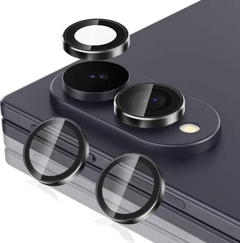 Vista 36 de Casetego Protector de lente de cámara para Galaxy Z Fold 8, [Diseño de purpurina mejorado], [Fuerte adherencia], lente de vidrio templado 9H negro