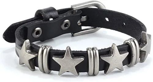 Vista 68 de Jeilwiy Pulseras de cuero punk para hombres, pulseras hechas a mano, brazalete ancho, joyería trenzada, color negro y marrón, ajustable, regalos