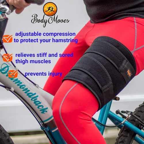 Vista 4 de BodyMoves Soporte para muslos más bolsa de hielo caliente y frío Ajustable isquiotibial cuádruple Manga de compresión para hombres y mujeres