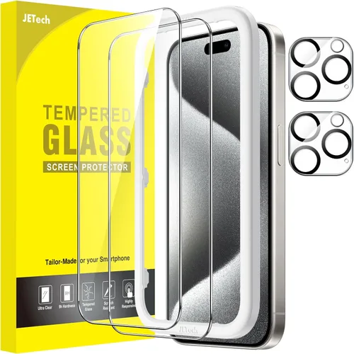 Vista 21 de JETech Protector de pantalla para iPhone 11 de 6.1 pulgadas con protector de lente de cámara, película de vidrio templado, paquete de 2