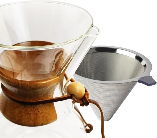 Vista 2 de Subjectthree - Juego de cafetera de vidrio para verter sobre 6 tazas con filtro reutilizable, fácil de limpiar para camping, oficina, cafeterías
