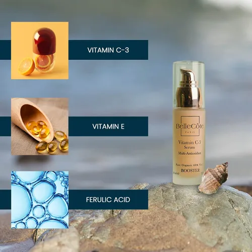 Vista 4 de Suero potenciador de vitamina C3 orgánico – Suero facial concentrado multiantioxidante natural, reduce arrugas, manchas oscuras y protege de daños