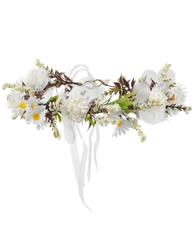 Vista 18 de Corona de flores sintéticas para mujer, diadema floral para novia Azul-1