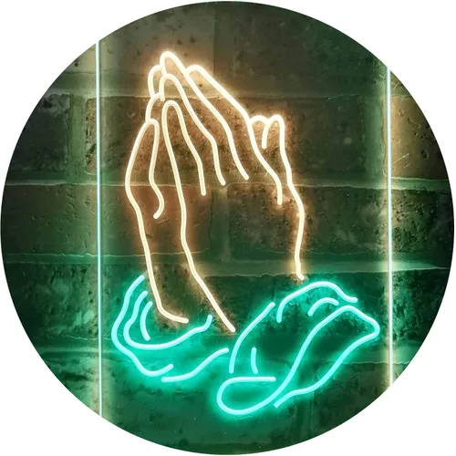 Vista 15 de ADVPRO Praying Hands Home Display Dual Color LED Neon Sign Blue & Red 8.5" x 12" st6s23-i3264-br